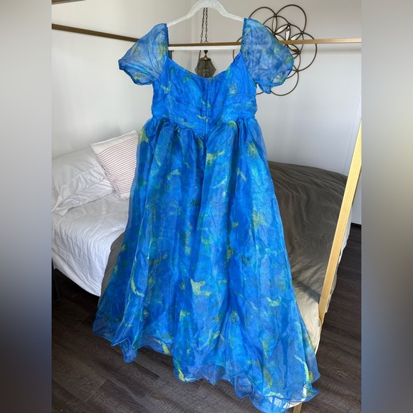 LORAGAL STARLIGHT PUFF SLEEVE TIERED GOWN XL Blue Fairy CottageCore Coquette - Picture 2 of 4